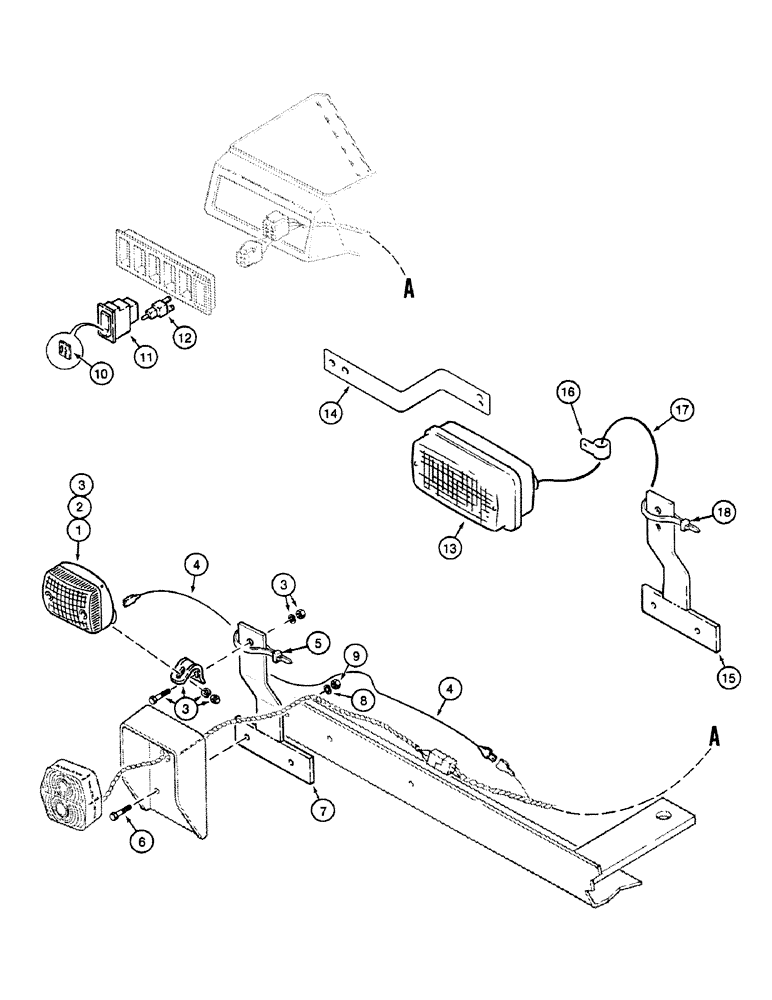 Схема запчастей Case 580SK - (4-36) - REAR FOG LAMP, INTEGRAL BACKHOE (04) - ELECTRICAL SYSTEMS