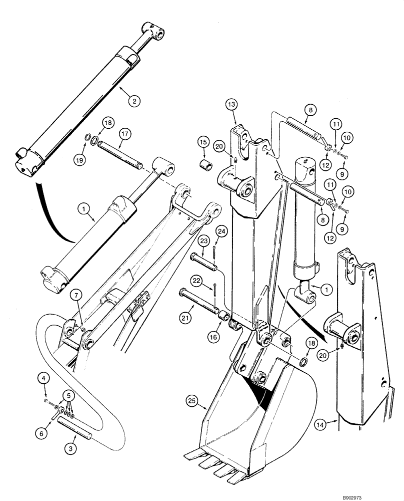 Схема запчастей Case 1840 - (09-58) - BACKHOE - DIPPER AND BUCKET (D100, D100XR) (09) - CHASSIS/ATTACHMENTS