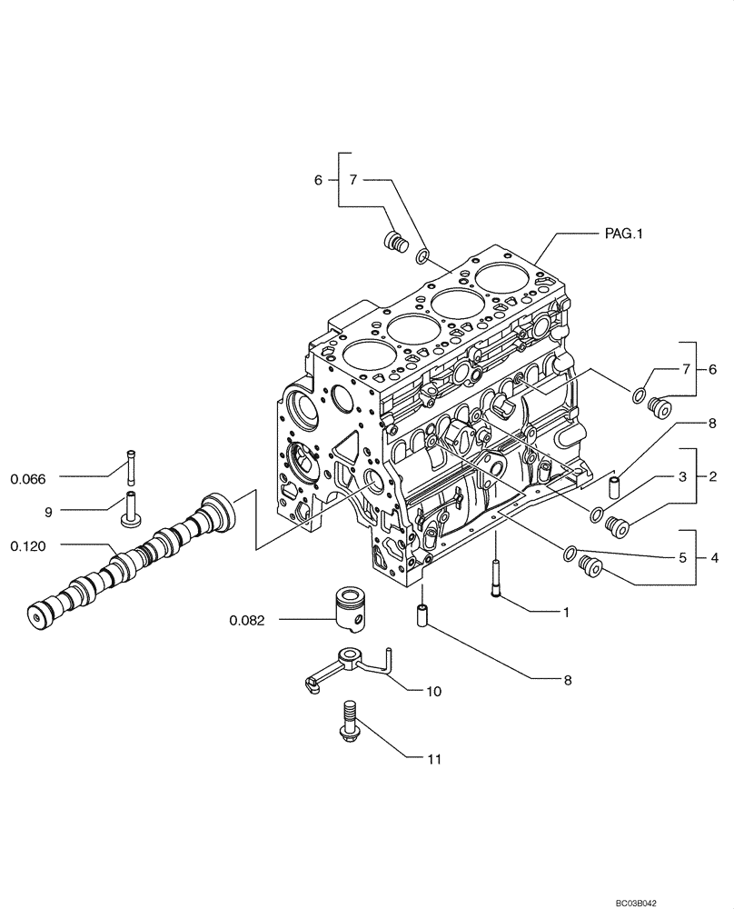 Схема запчастей Case 521D - (0.040[02]) - CYLINDER BLOCK (02) - ENGINE