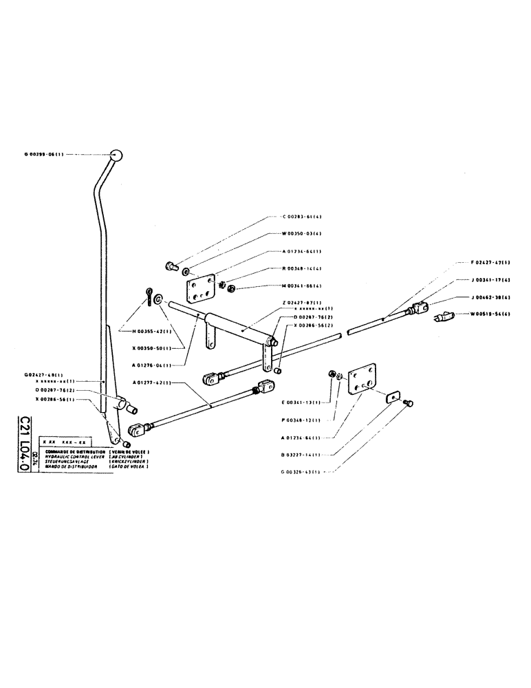 Схема запчастей Case GCK120 - (035) - HYDRAULIC CONTROL LEVER, JIB CYLINDER 