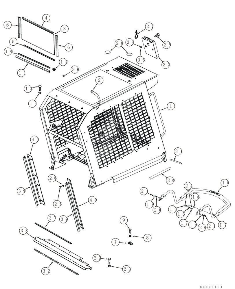 Схема запчастей Case 95XT - (09-27) - CANOPY, ROPS - FRAME AND SEAT BAR (09) - CHASSIS