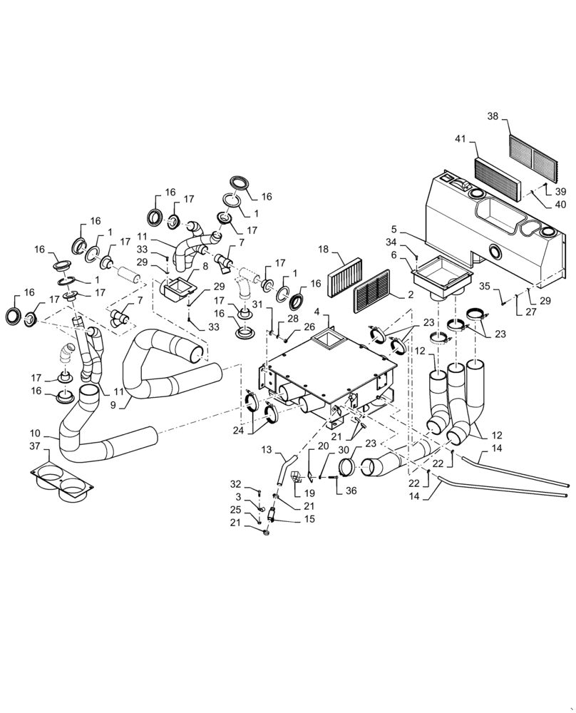 Схема запчастей Case PT240 - (50.100.01[01]) - HEATER SYSTEM (GROUP 600-ND145736) (50) - CAB CLIMATE CONTROL