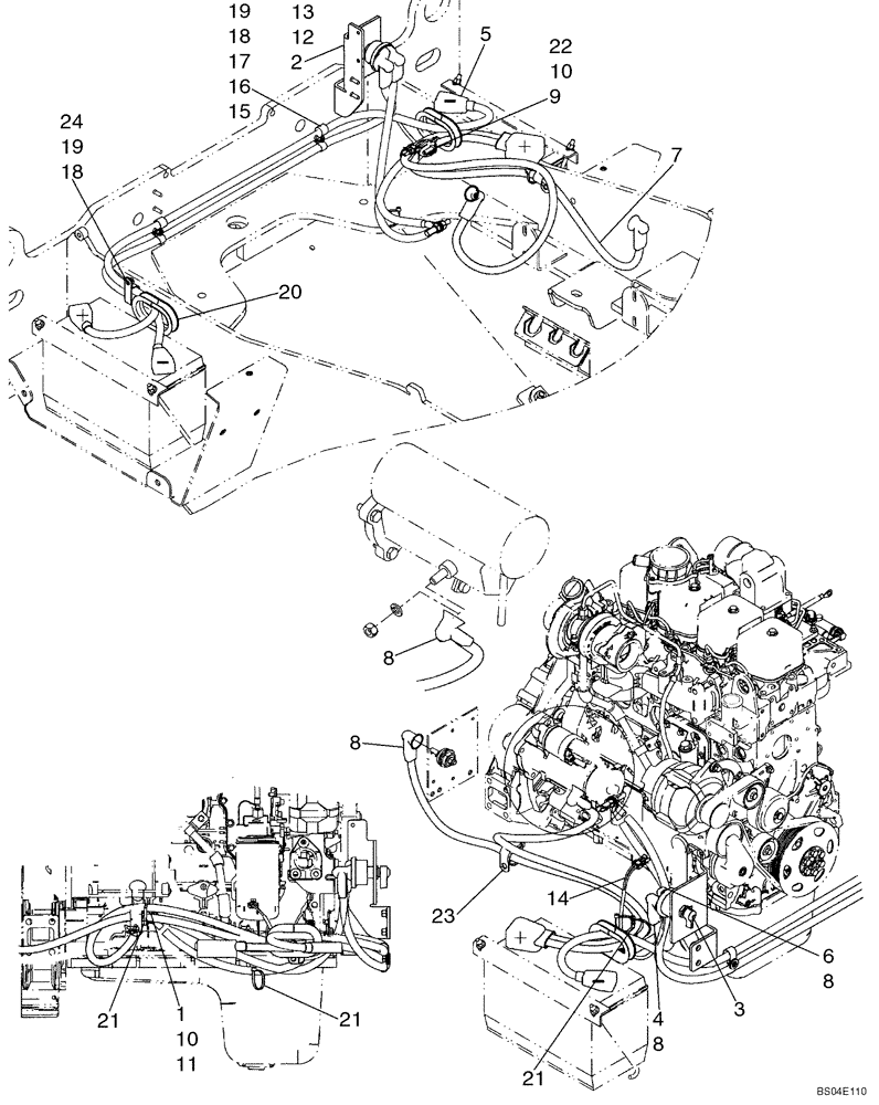 Схема запчастей Case 521D - (04-20A) - BATTERY - CABLES - DENSO STARTER - IF USED (04) - ELECTRICAL SYSTEMS