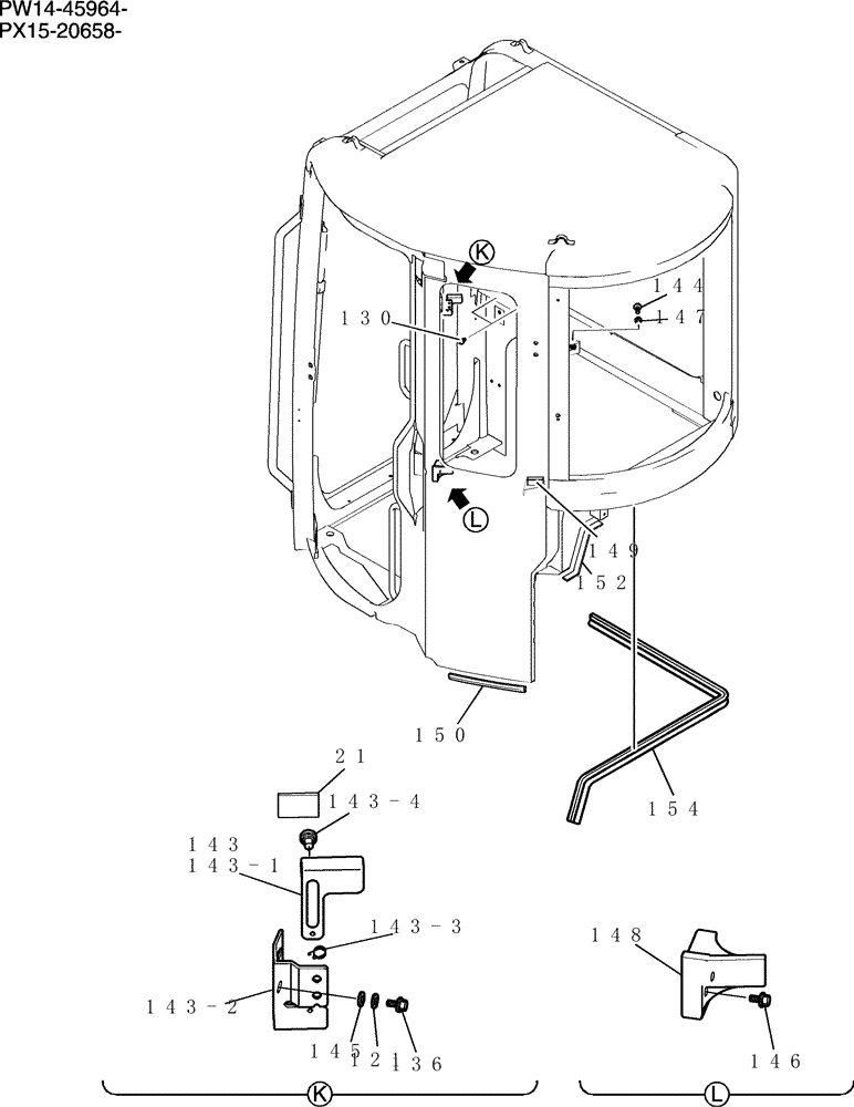 Схема запчастей Case CX31B - (744-27[5]) - CAB ASSY (COOLER) (36) - PNEUMATIC SYSTEM