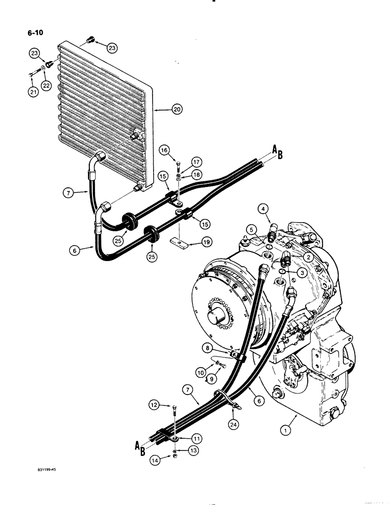 Схема запчастей Case W11B - (6-010) - HYDRAULIC CIRCUIT - FUNK TRANSMISSION, TRANSMISSION TO OIL (06) - POWER TRAIN