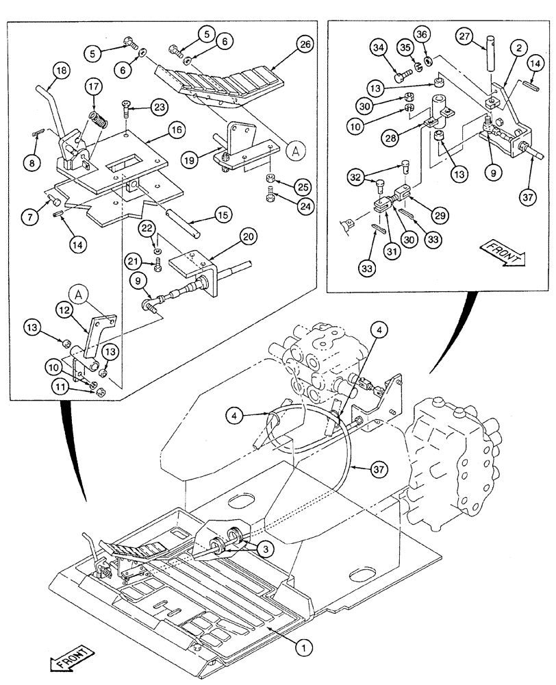 Схема запчастей Case 9020 - (6-18) - AUXILIARY HYDRAULIC EQUIPMENT CONTROLS (06) - POWER TRAIN