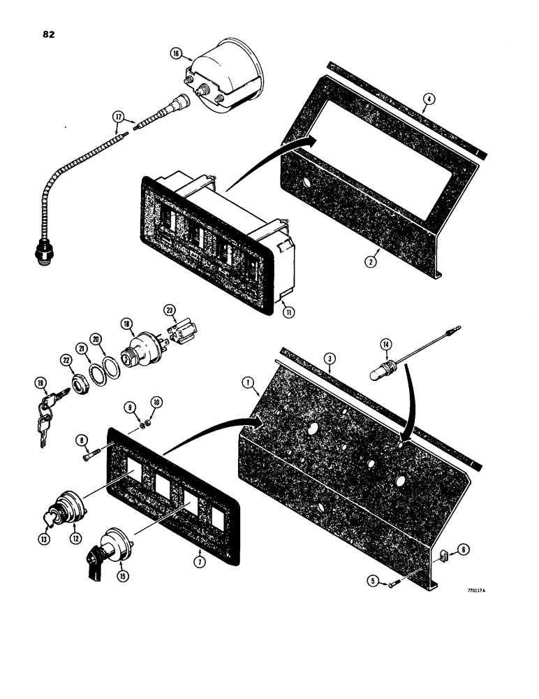 Схема запчастей Case W24B - (082) - ELECTRICAL SYSTEM, INSTRUMENT PANELS AND TACHOMETER (04) - ELECTRICAL SYSTEMS