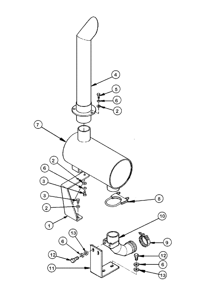 Схема запчастей Case 865 DHP - (2-020) - MUFFLER AND EXHAUST SYSTEM (02) - ENGINE