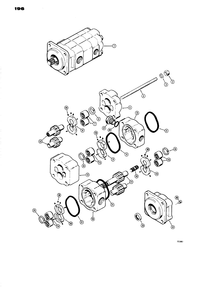 Схема запчастей Case W14 - (196) - L50673 LOADER AND STEERING PUMP (08) - HYDRAULICS