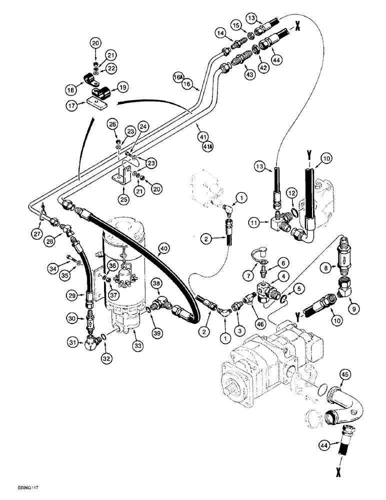 Схема запчастей Case 821B - (5-12) - AUXILIARY STEERING HYDRAULIC CIRCUIT (05) - STEERING