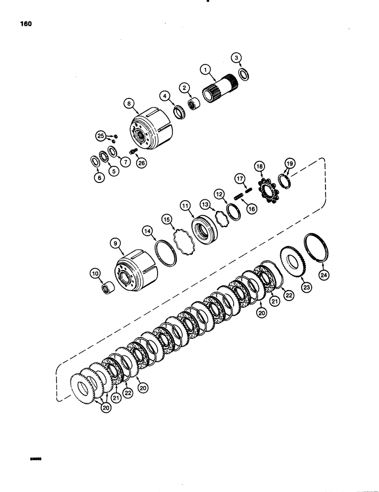 Схема запчастей Case 1150C - (160) - TRANSMISSION SUN GEAR AND LOW RANGE CLUTCH (06) - POWER TRAIN