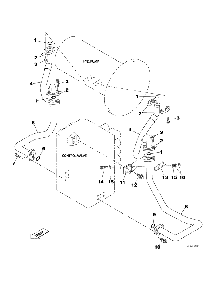 Схема запчастей Case CX460 - (08-04) - HYDRAULICS - CONTROL VALVE SUPPLY (08) - HYDRAULICS