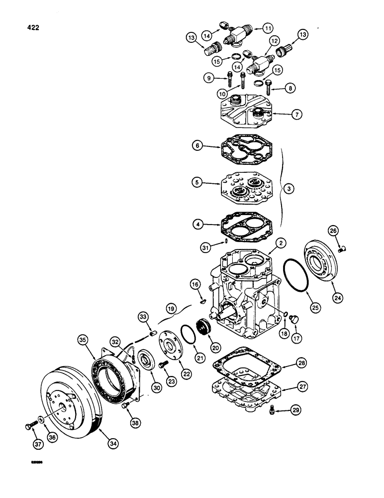 Схема запчастей Case W20 - (422) - AIR CONDITIONING COMPRESSOR (09) - CHASSIS/ATTACHMENTS