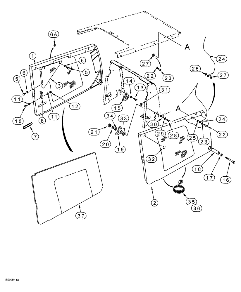 Схема запчастей Case 580SL - (9-090) - ENGINE SIDE PANELS (09) - CHASSIS/ATTACHMENTS