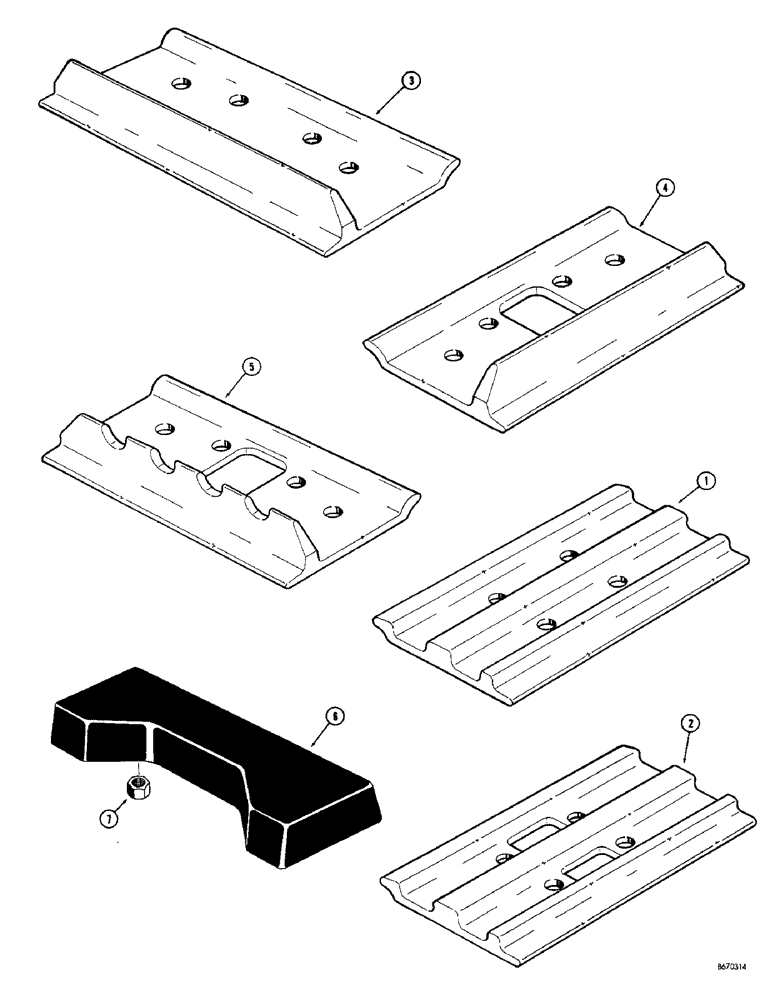 Схема запчастей Case 310G - (130) - TRACK SHOES, SEMI-GROUSER, CLOSED (NON-HEAT TREATED) (04) - UNDERCARRIAGE