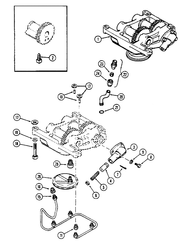 Схема запчастей Case 336B - (24) - BALANCER & OIL PUMP, (336BD) & (336BDT) DIESEL ENGINES 