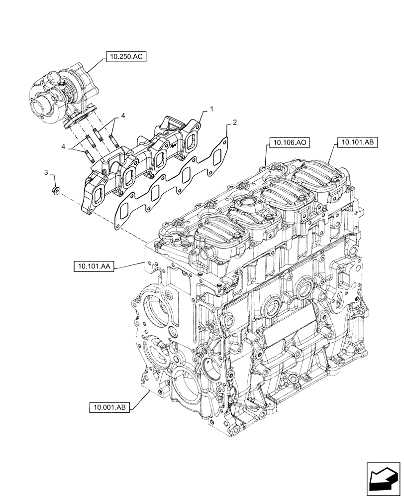 Схема запчастей Case F5CE5454B A005 - (10.254.AC) - EXHAUST MANIFOLD (10) - ENGINE