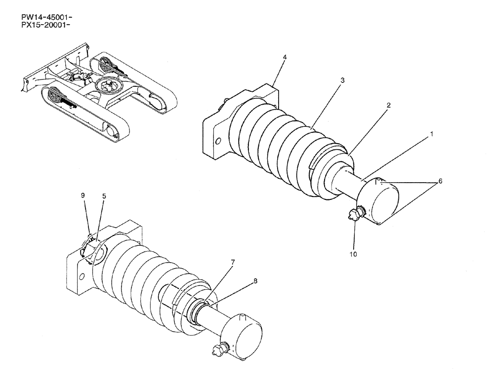 Схема запчастей Case CX36B - (02-006) - IDLER ADJUST ASSY (04) - UNDERCARRIAGE