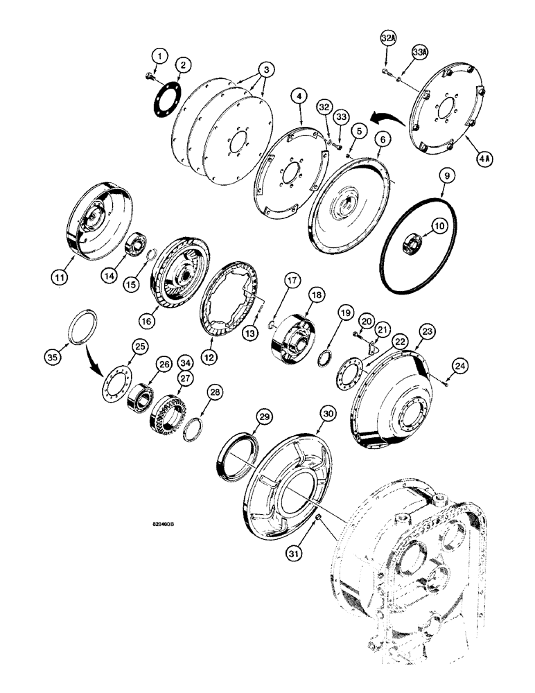 Схема запчастей Case W14 - (290) - TRANSMISSION, FRONT COVER, INPUT SHAFT, AND TORQUE CONVERTER (06) - POWER TRAIN