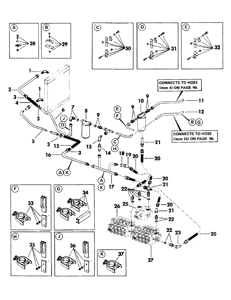 Схема запчастей Case 35EC - (098) - MAIN VALVE TO RESERVOIR AND COOLER HYDRAULICS (07) - HYDRAULIC SYSTEM