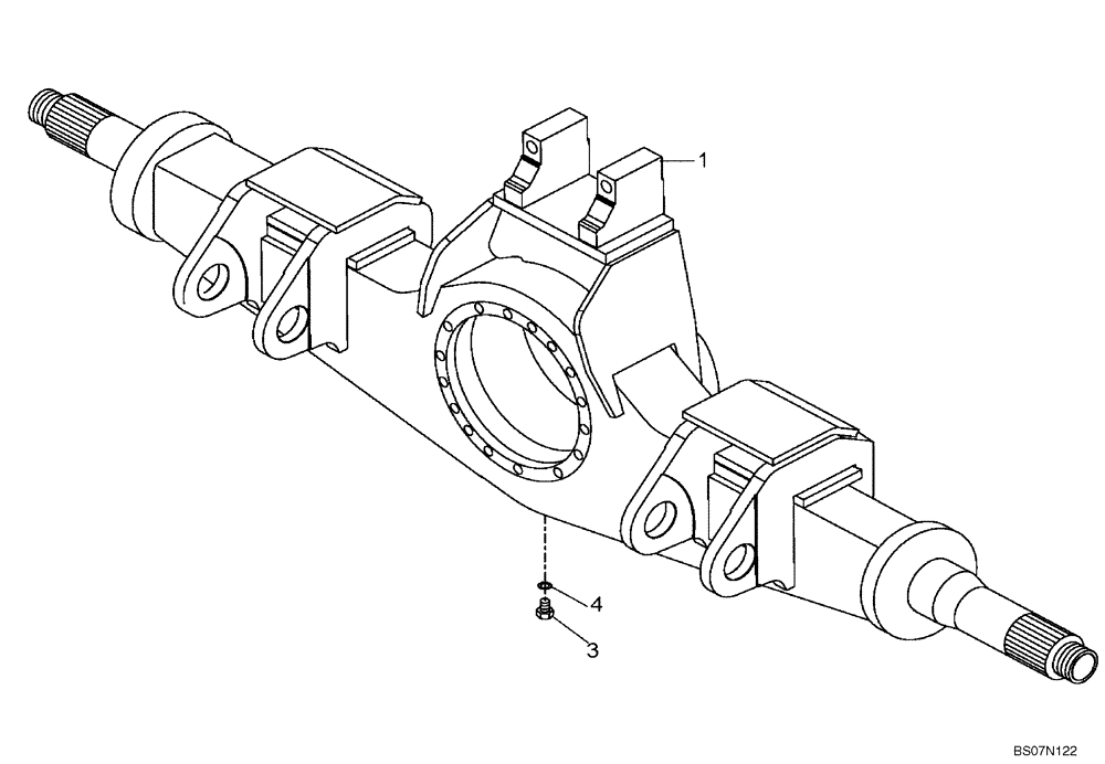 Схема запчастей Case 330B - (33A00000766[001]) - HOUSING, REAR AXLE W/WET BRAKE (87697292) (11) - AXLES/WHEELS