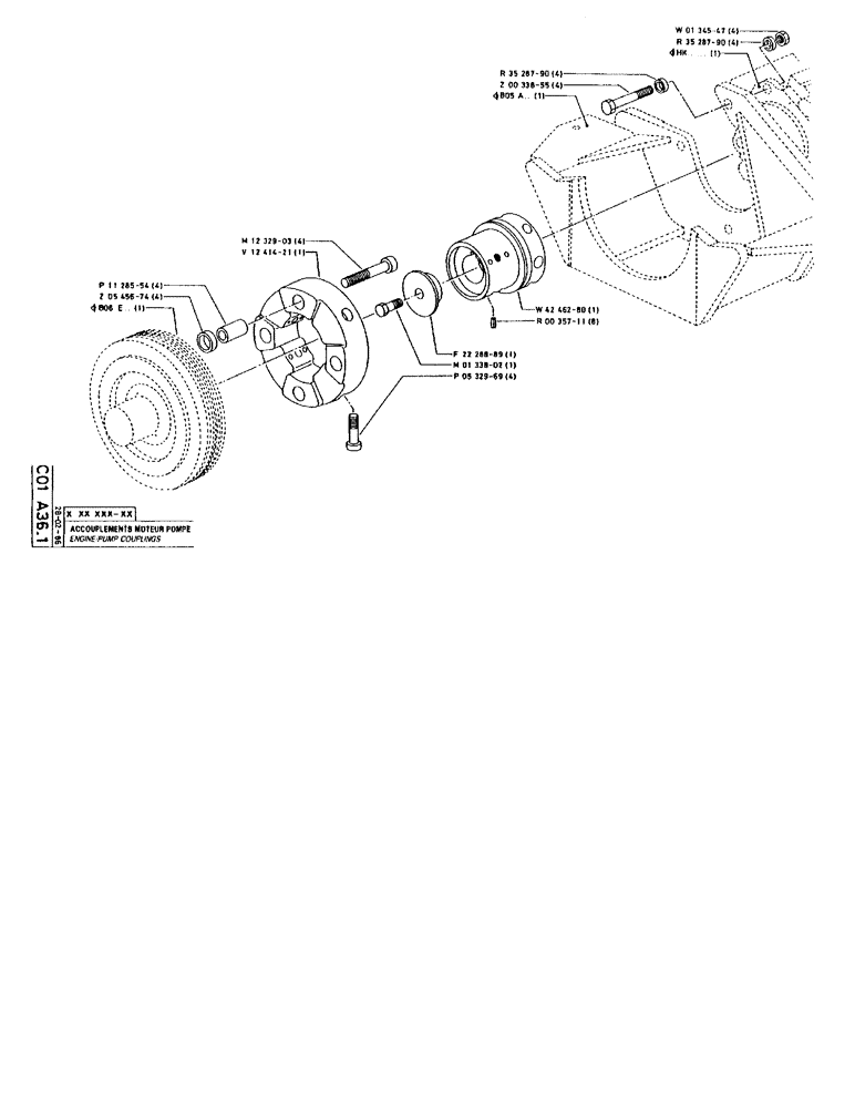 Схема запчастей Case 90BCL - (144) - ENGINE PUMP COUPLINGS (07) - HYDRAULIC SYSTEM