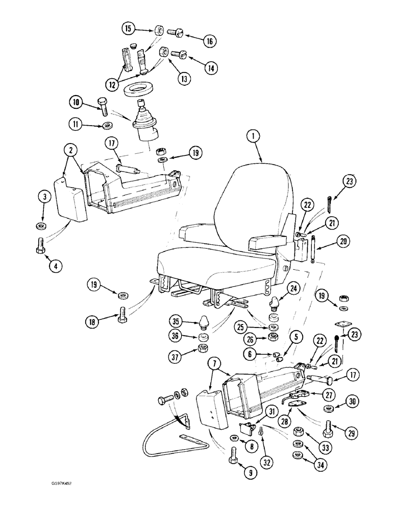 Схема запчастей Case 170C - (9-034) - HAND CONTROL VALVE CONSOLES, P.I.N. 74635 THROUGH 74662, P.I.N. 02301 AND AFTER (09) - CHASSIS