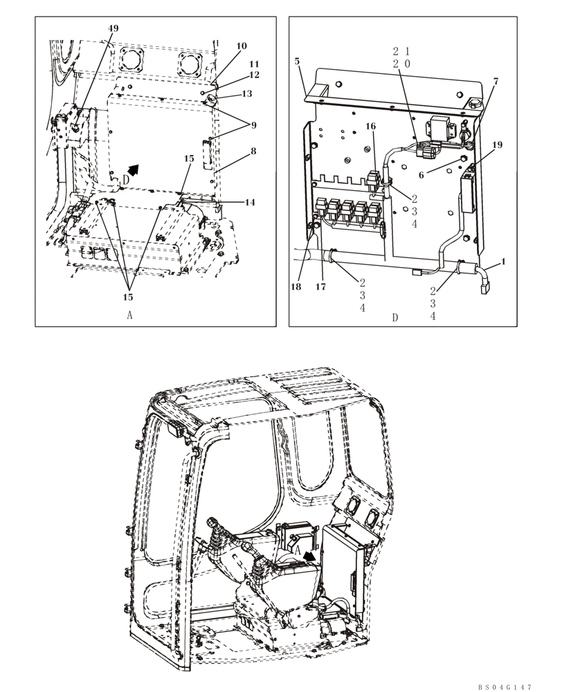 Схема запчастей Case CX80 - (04-04) - ELECTRICAL - CAB (04) - ELECTRICAL SYSTEMS