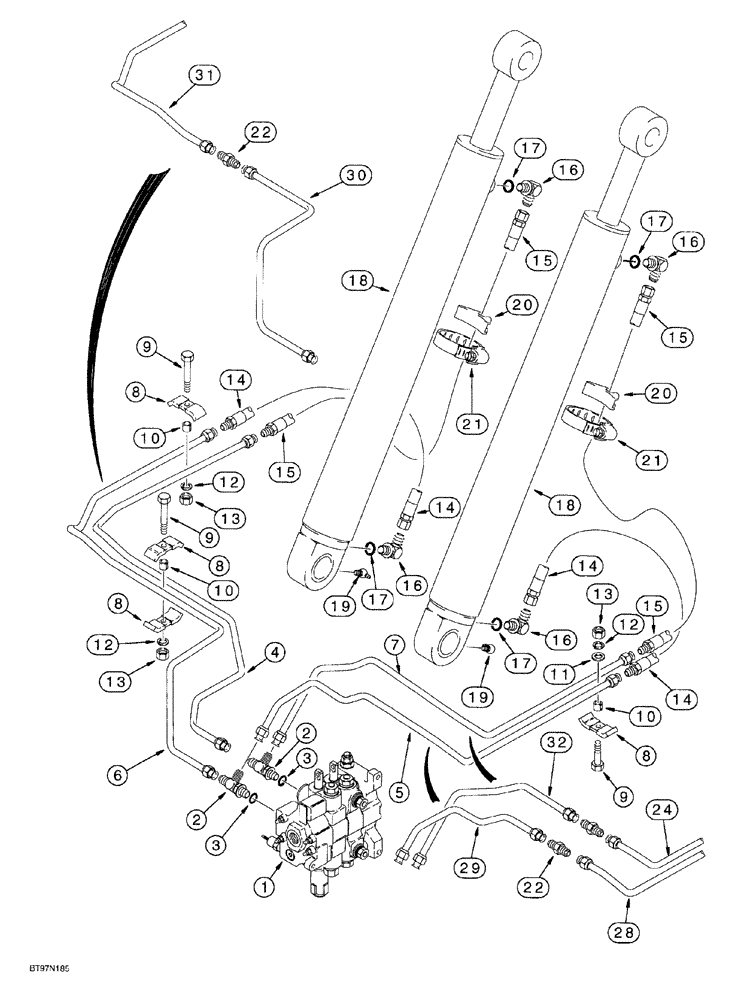 Схема запчастей Case 580SL - (8-010) - LOADER LIFT CYLINDER HYDRAULIC CIRCUIT (08) - HYDRAULICS