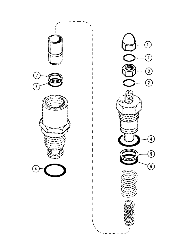 Схема запчастей Case 50 - (8-164) - MAIN RELIEF CARTRIDGE (08) - HYDRAULICS