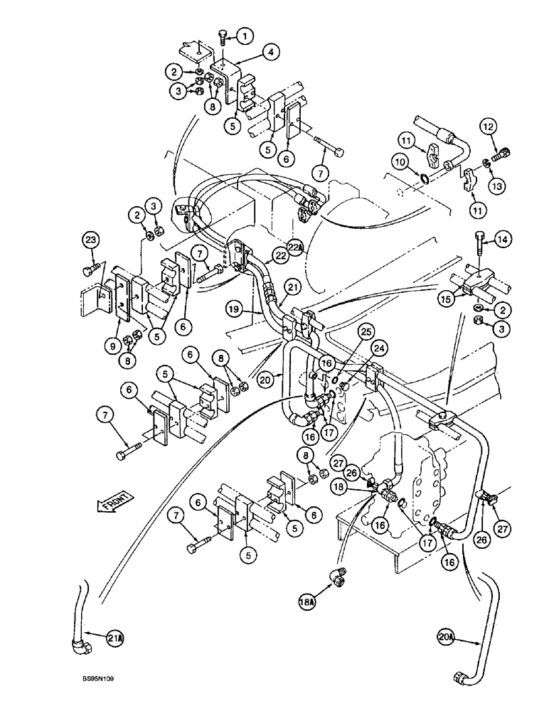 Схема запчастей Case 9010 - (8-08) - BASIC HYDRAULIC CIRCUIT, PUMP TO VALVE (08) - HYDRAULICS