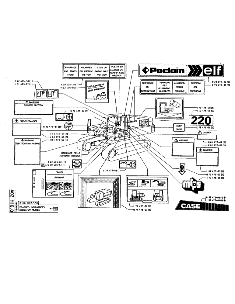 Схема запчастей Case 220 - (B-005) - INDICATOR PLATES (12) - Chassis/Attachments