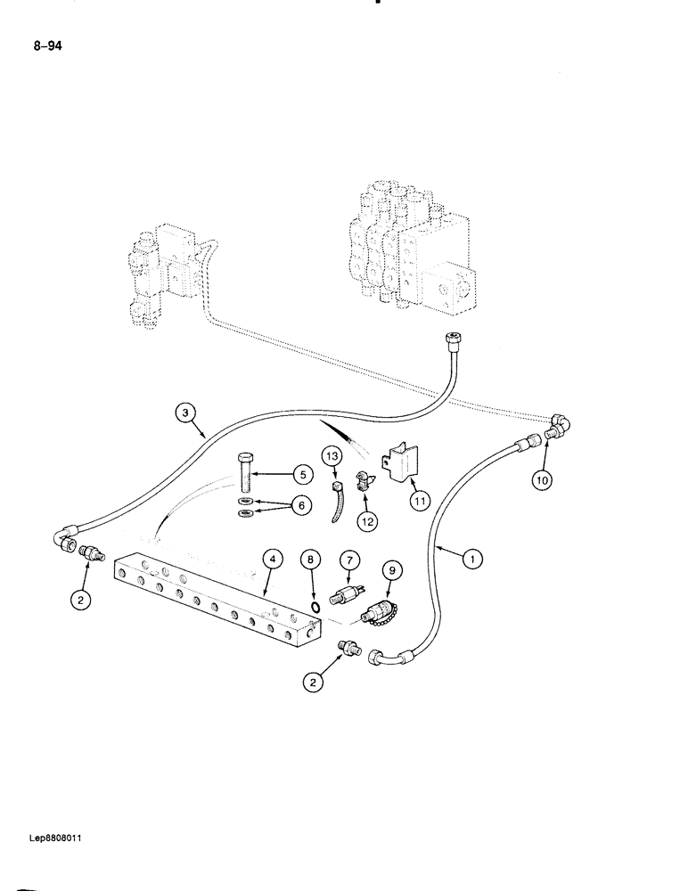 Схема запчастей Case 888 - (8-094) - HYDRAULIC CONTROL CIRCUIT, AT MANIFOLD BLOCK (08) - HYDRAULICS