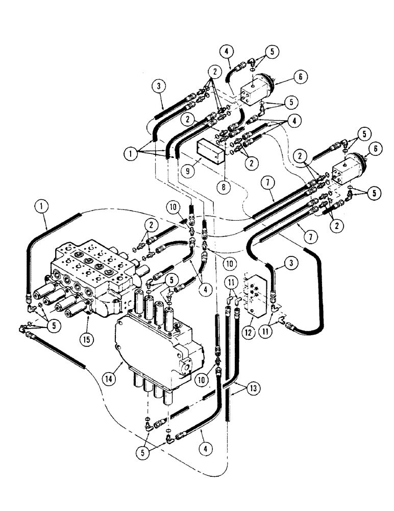 Схема запчастей Case 50 - (154) - FOOT CONTROL VALVE AND DRIVE LOCK TUBING (USED ON UNITS W/ SN. 6280345 & AFTER) (SN. 6279926 & AFTER (35) - HYDRAULIC SYSTEMS