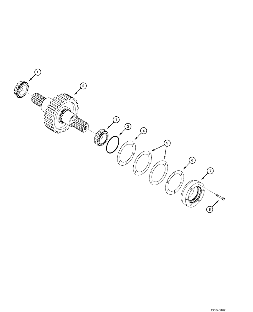 Схема запчастей Case 845 - (06.14[00]) - TRANSMISSION - OUTPUT SHAFT (06) - POWER TRAIN