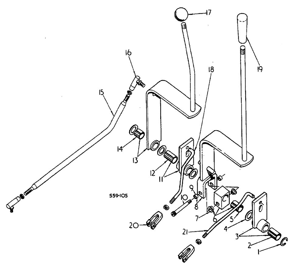 Схема запчастей Case 3400 - (035) - TRANSMISSION CONTROLS - SYNCHROMESH TRANSMISSION TRACTORS (21) - TRANSMISSION