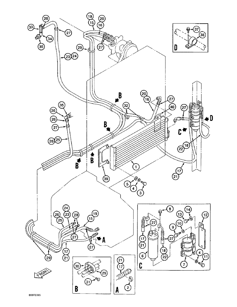 Схема запчастей Case 9020B - (9-046) - AIR CONDITIONER WITH HEATER AND HOSES (09) - CHASSIS