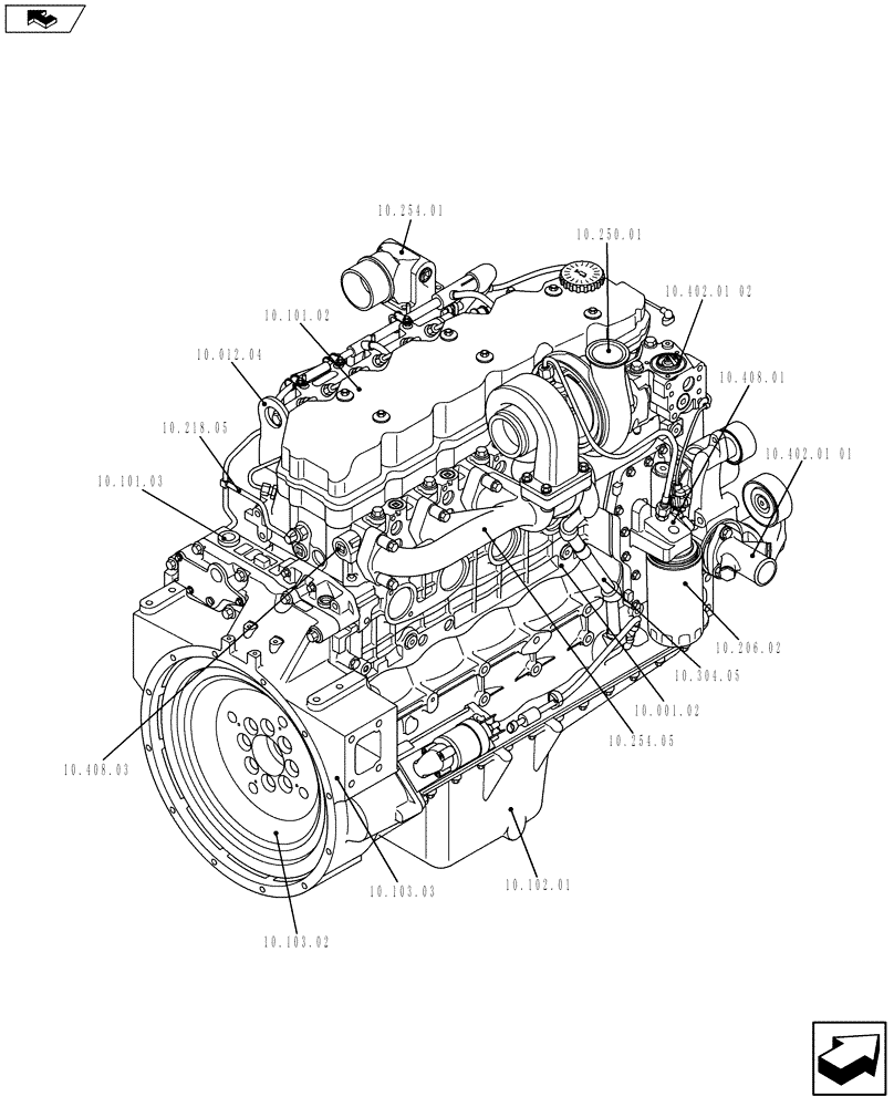 Схема запчастей Case F4HFE613F E003 - (10.000.01[02]) - ENGINE (5801398291) (10) - ENGINE