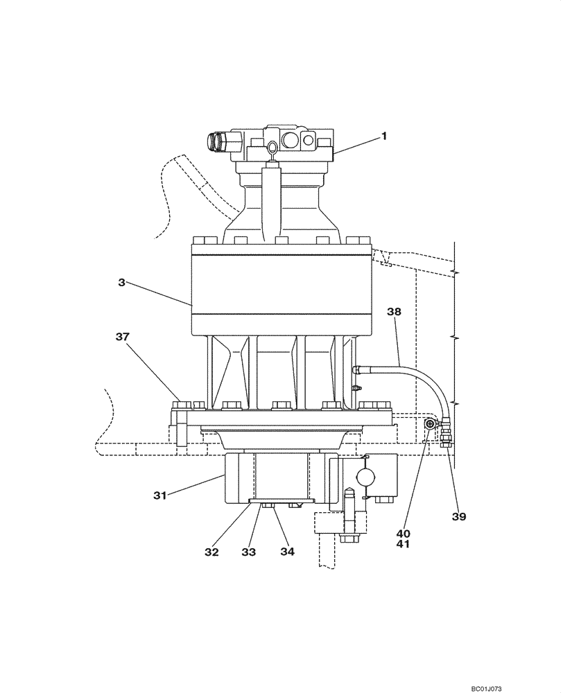 Схема запчастей Case CX290 - (08-66) - MOUNTING - SWING MOTOR (08) - HYDRAULICS