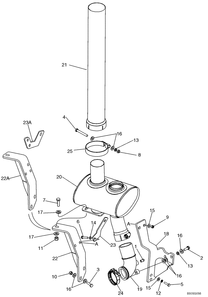 Схема запчастей Case 650K - (02-08) - MUFFLER - EXHAUST SYSTEM (02) - ENGINE