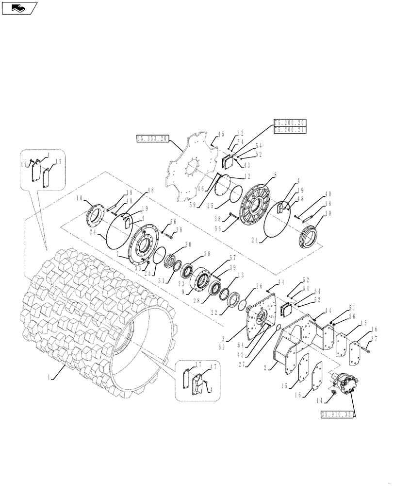 Схема запчастей Case SV212 - (75.200.08[03]) - DRUM, PAD FOOT VIBRATORY - ASN DDD003016 (75) - SOIL PREPARATION