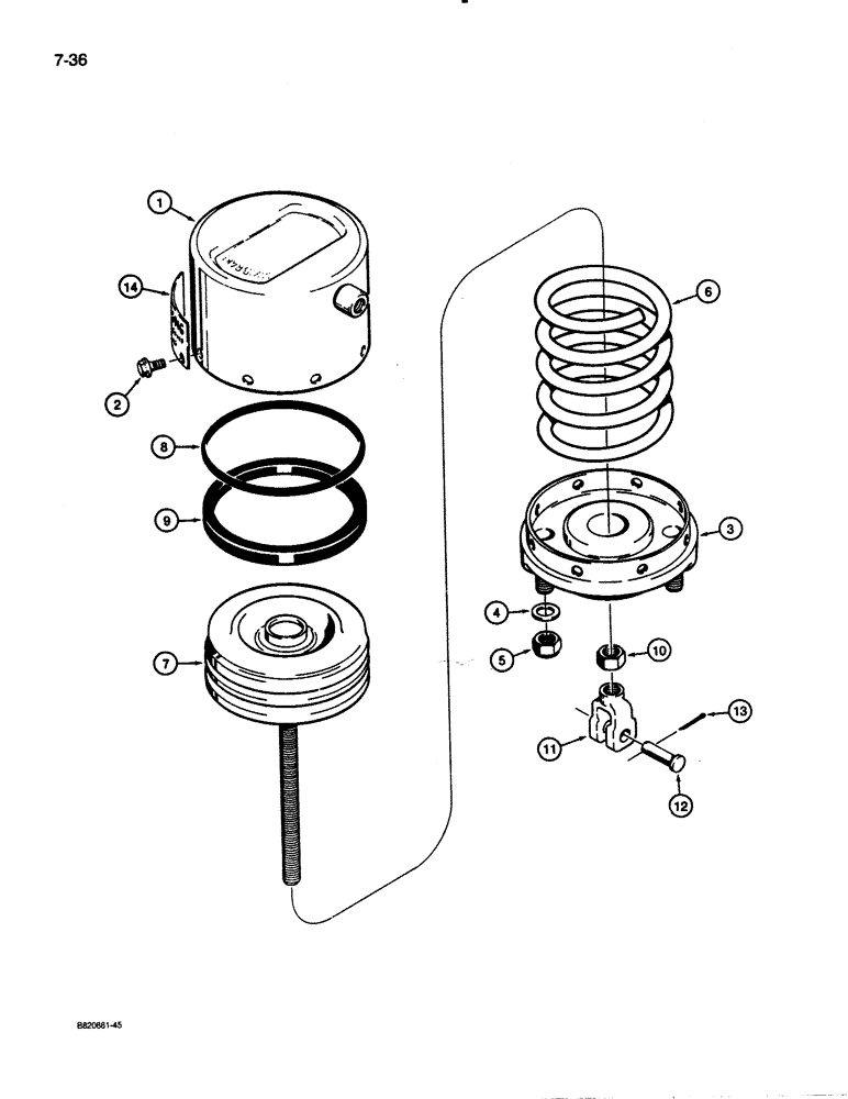 Схема запчастей Case W30 - (7-36) - L61187 PARKING BRAKE ACTUATOR (07) - BRAKES