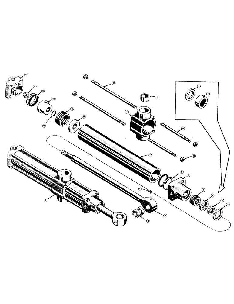 Схема запчастей Case 500 - (258) - D27696 HYDRAULIC SCARIFIER CYLINDER (07) - HYDRAULIC SYSTEM