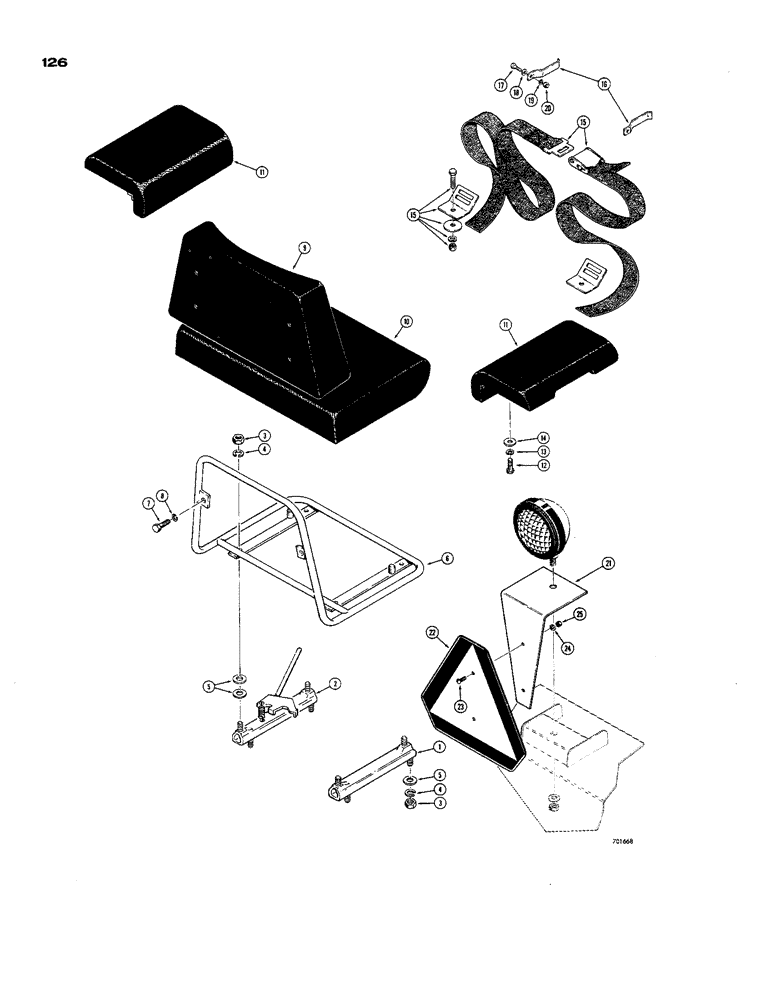 Схема запчастей Case 850 - (126) - SEAT FRAME AND CUSHIONS (05) - UPPERSTRUCTURE CHASSIS