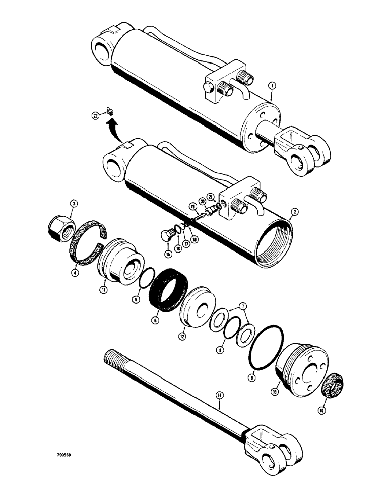 Схема запчастей Case 350 - (250) - D35616 DROTT CLAM CYLINDER, WITH RELIEF VALVE (07) - HYDRAULIC SYSTEM