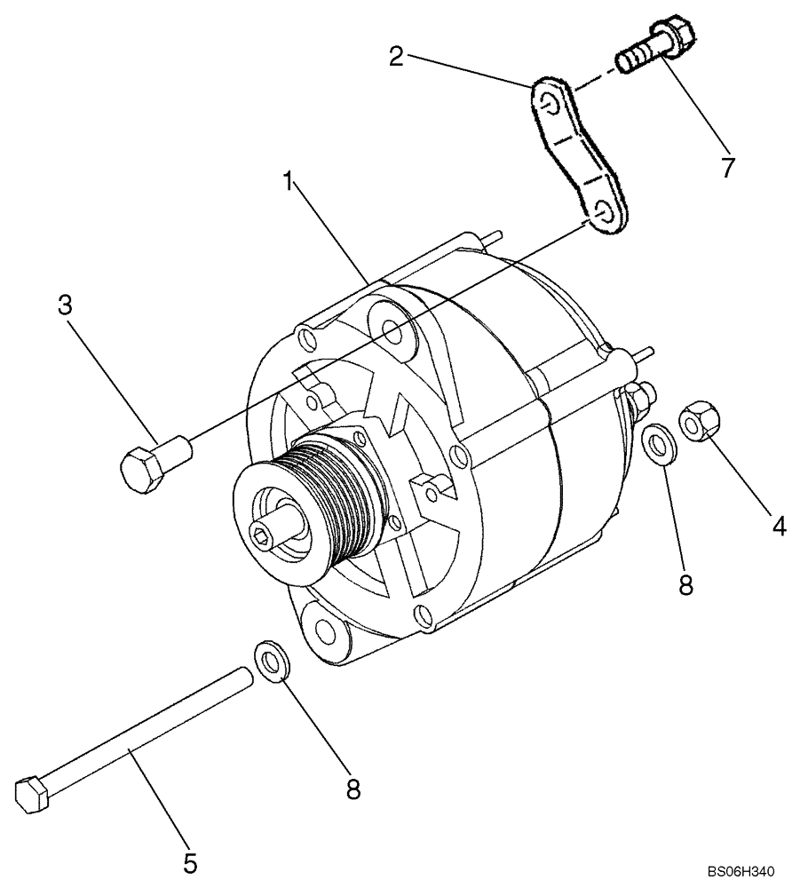 Схема запчастей Case 1150K - (04-02) - ALTERNATOR - MOUNTING (04) - ELECTRICAL SYSTEMS