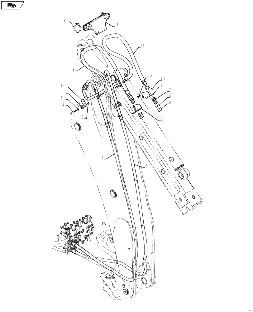 Схема запчастей Case 580SN WT - (35.726.10[02]) - HYDRAULICS - BACKHOE AUXILIARY, EXTENDABLE DIPPER (580N, 580SN, 580SN WT) (35) - HYDRAULIC SYSTEMS