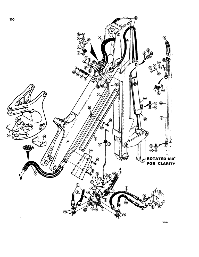 Схема запчастей Case 35 - (110) - HYDRUALIC EXTENDABLE DIPPER, 4 EXTENSION HYDRAULICS, COMMERCIAL-CROSS VALVES 