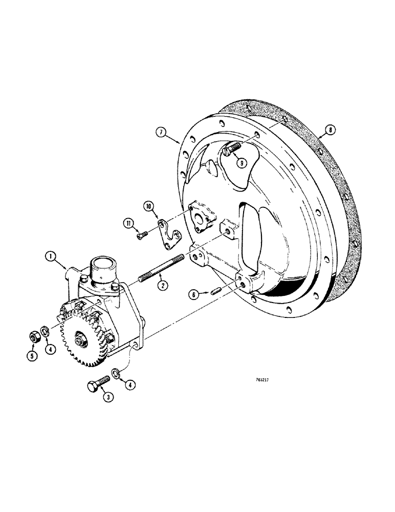 Схема запчастей Case 380CK - (052) - SELECTAMATIC PUMP AND SUPPORT PLATE 