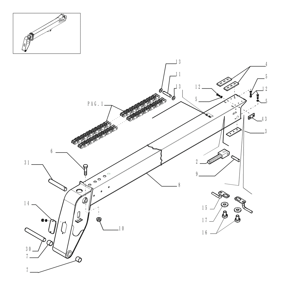 Схема запчастей Case TX842 - (9.80092A[03]) - ARM FOR 4 FUNCTIONS (42 FEET) - OPTIONAL CODE 749027351 (83) - TELESCOPIC SINGLE ARM